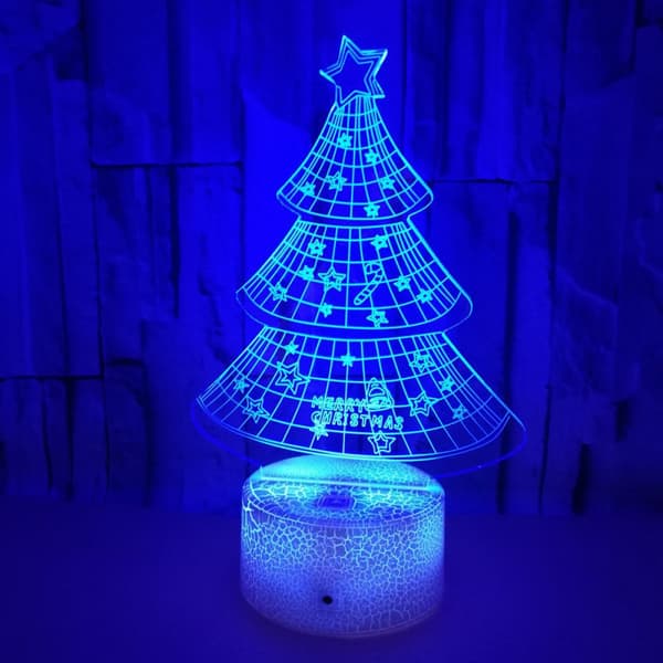 Juletre 3D Nattlys, 7 Farger Endring med Fjernkontroll