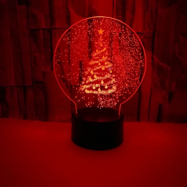Juletræs Natlampe, 3D Illusionslampe, 7 Farver Chan