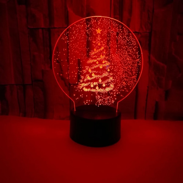 Julgran Nattlampa, 3D Illusion Lamp, 7 Färger Chan