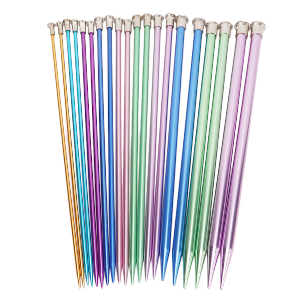 10in stickningsnålar set enkelspetsiga 25cm färgade ultralätta olika storlekar tillgängliga aluminium stickningstillbehör