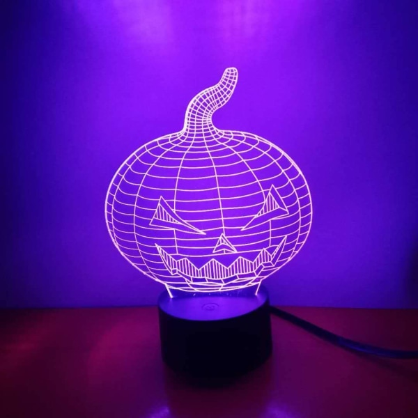 3D Halloween Pumpkin Night Light LED Illusion Lampa Sängbord D