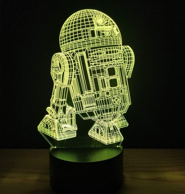 3D Illusion Platform Natlys Touch Switch 7 Farve Skift USB Strøm LED Bordlampe til Hjemmedekoration eller Julegaver (Bb-8)