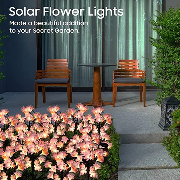 Vandtætte solcelleblomsterlys udendørs LED-solcellelys havedekorationslys til gårdhave Warm Light