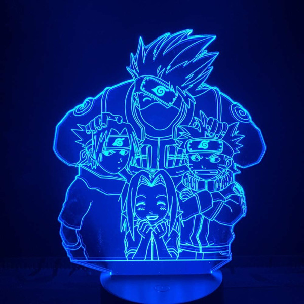 Naruto Kakashi Uchiha Sasuke 3D Illusionslampa Nattlampa Smart Touch, RGB-effekt USB-kabeldriven Kreativ 3D Japansk Animelampa
