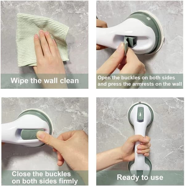 Helping Handle for Bathroom - Wall Mounted with Suction Cup