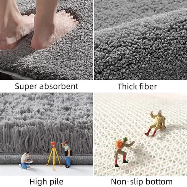 Non-slip bathroom mat absorbent bathroom mat soft microfiber mat machine washable 40*60cm, grey