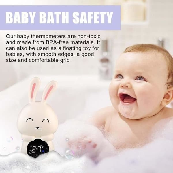 Babybadtermometer, digital badtermometer, säkerhetstermometer med LED-pekskärm, temperaturvarning