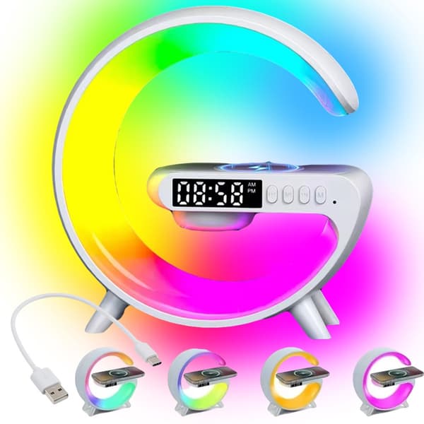 RGB Alarm Clock - With Wireless Charger and Speaker