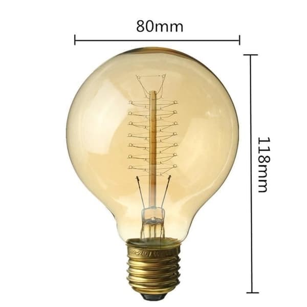 G80 40W E27 Lyspære - Edison - Gul - Energiklasse A+
