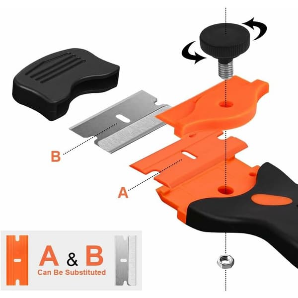 Glass Scraper for Cooktop, Including 20 Extra Scraper Blades, Multifunctional Cleaning Scraper for Scraping Labels, Decals, Stickers, Grout
