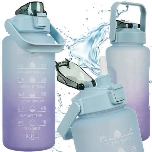 Water Bottle with Straw & Time Marker - 2L