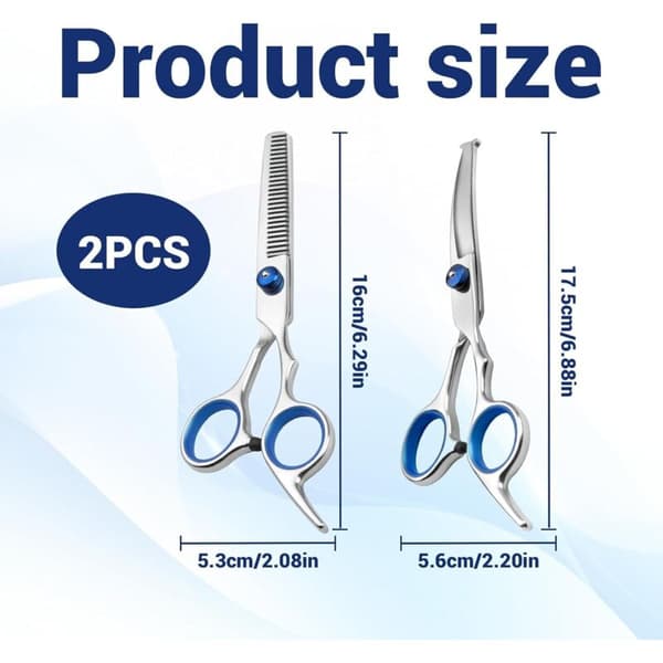 Dog Grooming Scissors 2-Pack Curved and Thinning Shears for Face Trimming