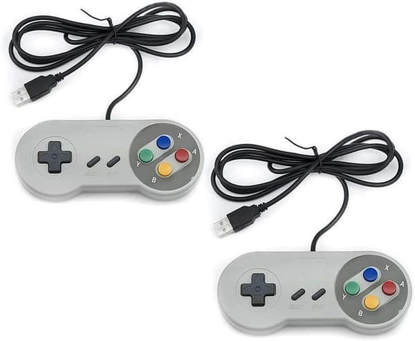 2-pack Wired USB Controllers - Compatible with SNES Emulators - Retro Gaming Joypads Gamepad - Suitable for Gaming PC, Computer, Laptop