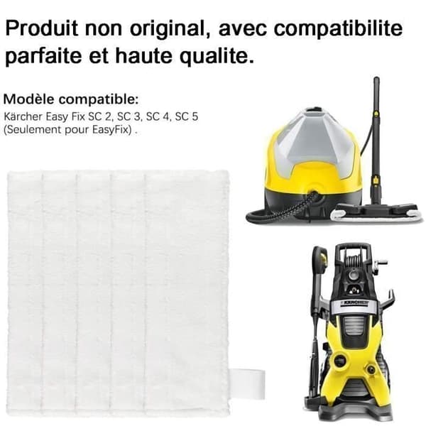 5-pak mikrofiberrengøringsklude til Kärcher Easy Fix SC2 SC3 SC4 SC5, erstatningsklude til damprensere, mopper
