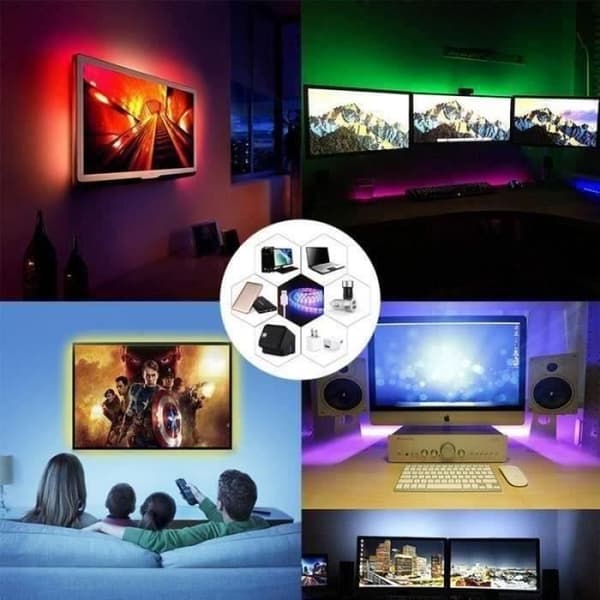(White) LED Strip - LECHEO - 2M LED Strip - Multicolor - Remote Control - IP65 Waterproof