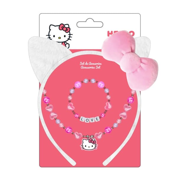 Hello Kitty Smykker og Hårbånd - 3-delt tilbehørssæt