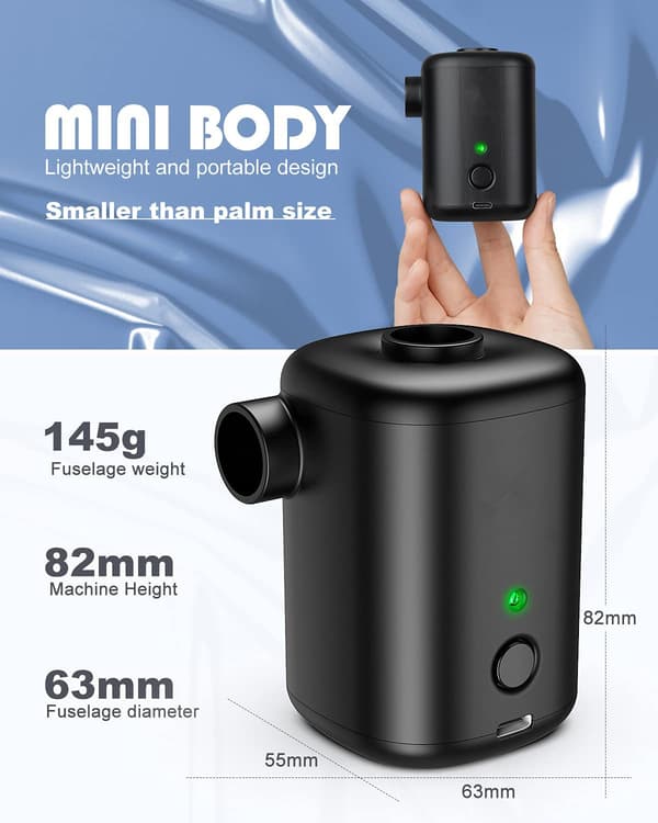 Portable & Rechargeable Air Pump Black