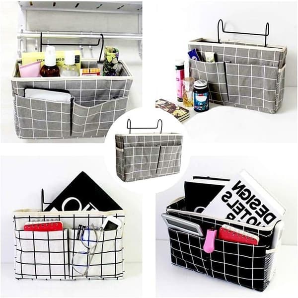 Waterproof and practical bedside storage bag, hanging storage bag with 3 pockets, bedside storage bag, storage bag