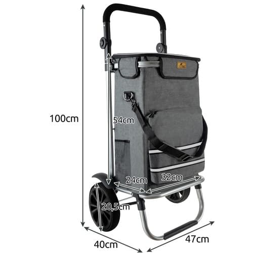 Sammenleggbar handlekurv med veske - 40L
