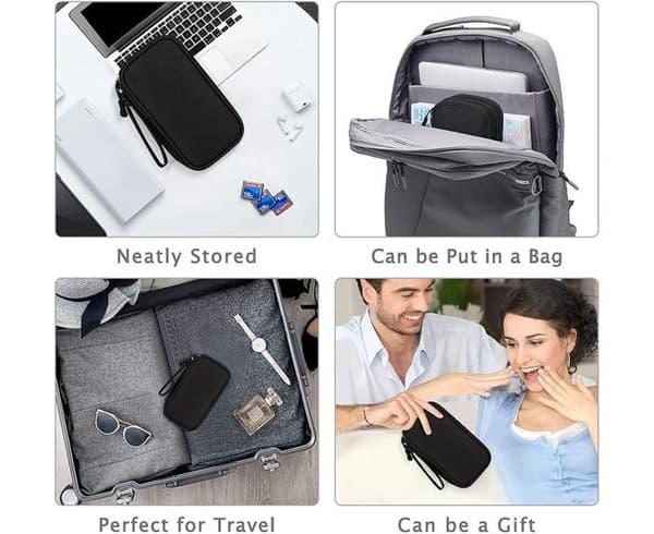 Electronics Organizer, Travel Cable Storage Pouch, Double Layer