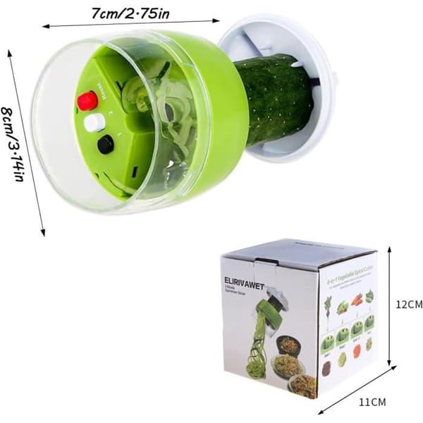 Grøntsagsspiralizer - Bærbar - 4 i 1 - ABS-plast - Rustfrit stål - Multifunktionel