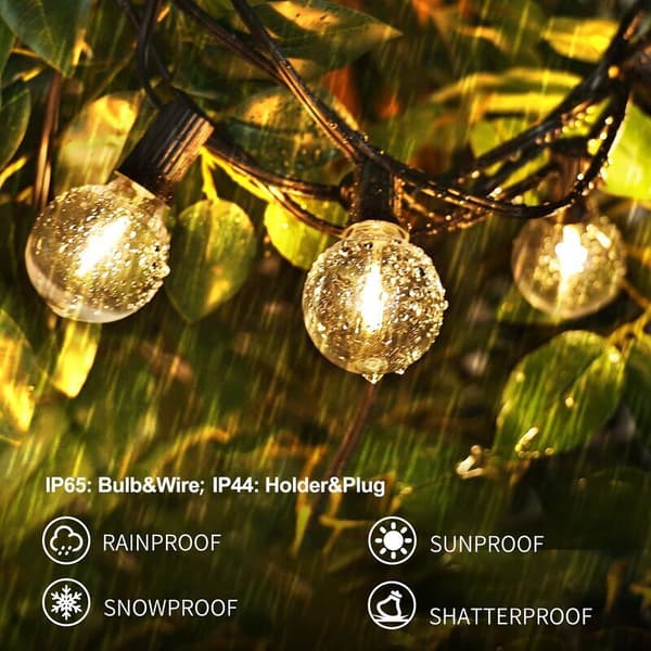 15 meter outdoor string lights with G40 LED tavern style bulbs