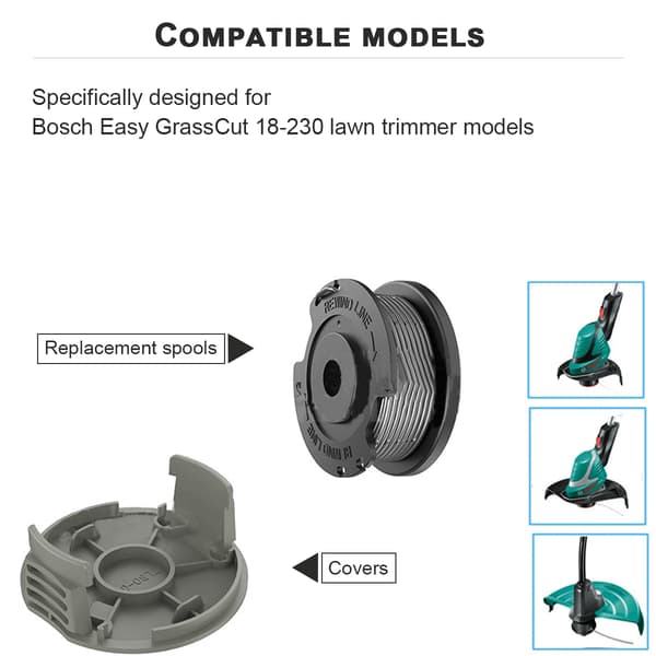 Erstatningsspole og lågsæt til Bosch Easy GrassCut 4-pak