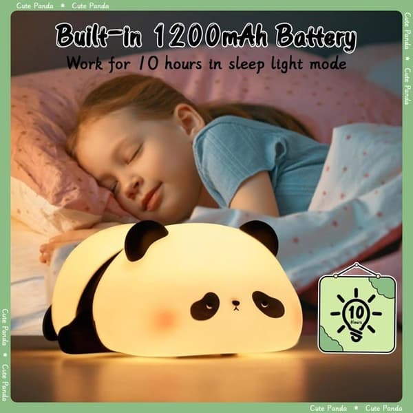 Panda Night Light for Kids, Baby Night Light with 3 Brightness Modes, Rechargeable Silicone Night Light, Timer Night Light