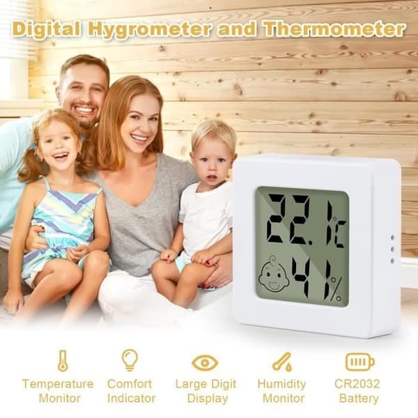 4-pack inomhustermometer, mini digital inomhustermometer, väggmonterad liten inomhushygrometer med hög precision för hemmalager