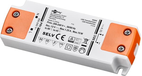 LED-transformator 12 V (DC), 15 W