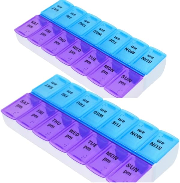 2-pack Pill Box, Seven Days AM and PM Daily Pill Organizer