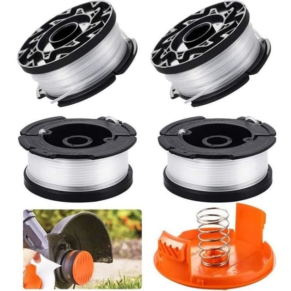4-delt trimmertrådsett med reservespoler og spoledeksel for Black & Decker