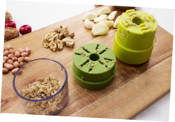 Garlic Press with Built-in Storage Container, Easy to Clean Manual Chopper for Kitchen, Green