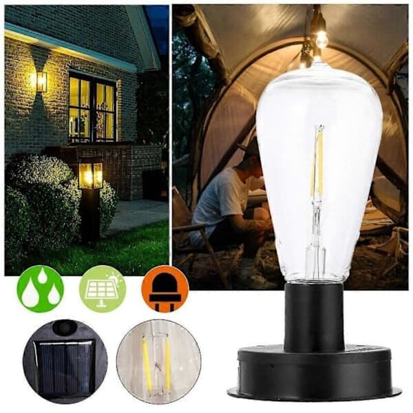 2800K Wolframtråd LED Solcellelampe til Havebelysning, 7cm/8.5cm, til Udendørs Hegn, Dekorativ, 8cm