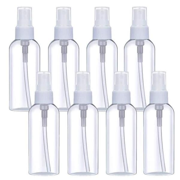 Empty Spray Bottle - 8 Clear Plastic Spray Bottles - Portable - Refillable - Fine Mist (10ml)