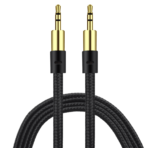 Guldpläterad AUX-kabel (3,5 mm) Slitstark kabel - SVART
