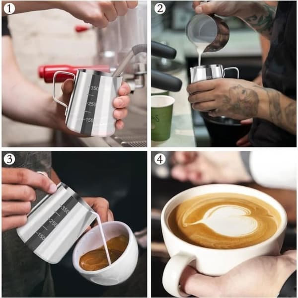 (Sølv) 350 ml mælkekande i rustfrit stål - MTEVOTX - Mælkekande til fremstilling af cappuccino og latte