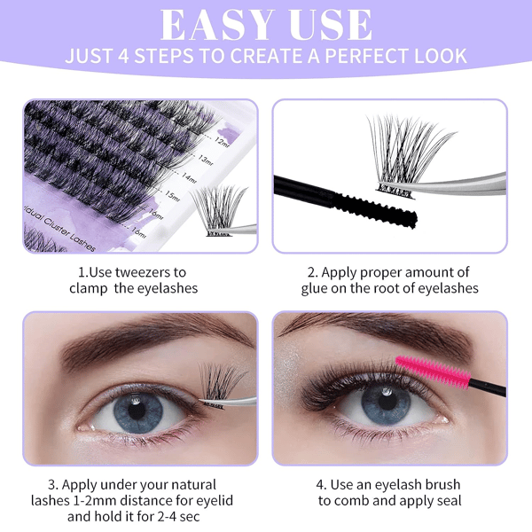 Individual False Eyelashes in Various Lengths and Styles Black Model 4