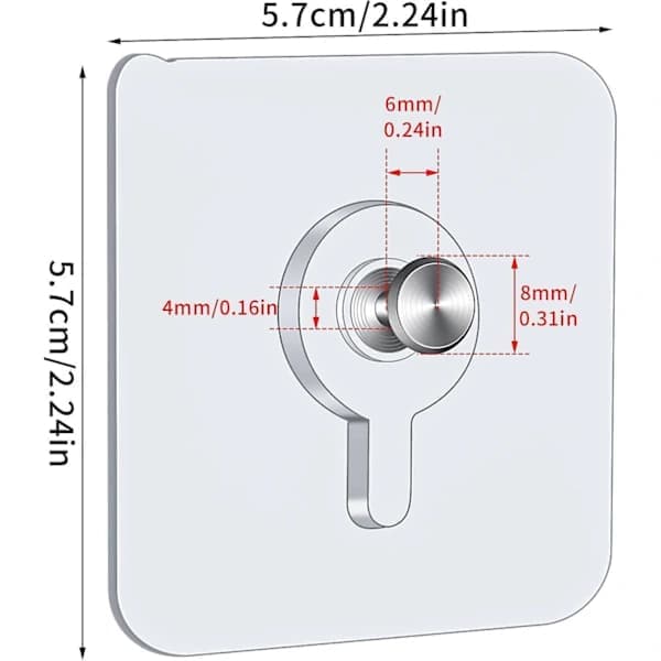 12 Pcs Self-Adhesive Wall Hooks for Pictures, 5.5 X 5.5 Cm Picture Hooks Without Drilling With Removable Screws, Transparent Self-Adhesive