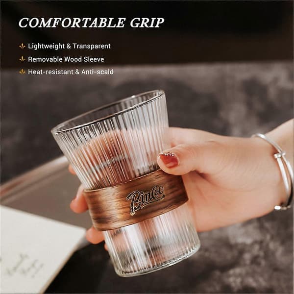 BINCOO Glass Coffee Cup Handmade Coffee Cup Sharing Cup Set High Value Light Luxury Glass for Household 310ML