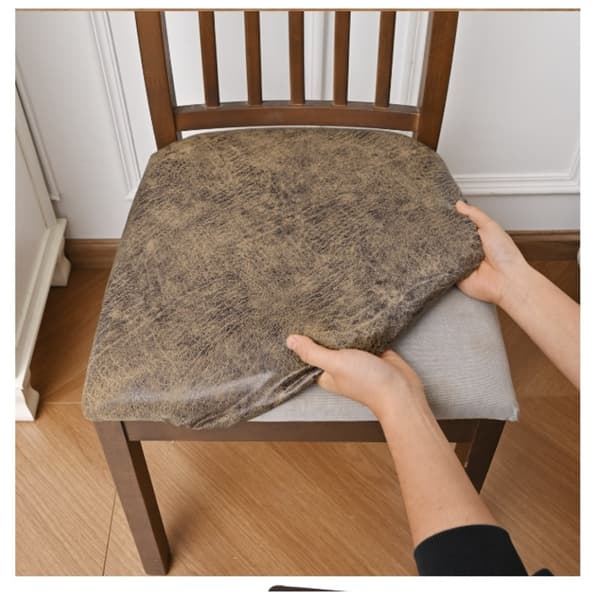 4-pack Elastic Waterproof Frosted PU Stool Covers, Dustproof and Cat-Proof, Compatible with various chairs coffee