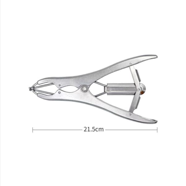 Elastisk kastrering i rustfritt stål for storfe, griser og sauer 100 gummiringer 21,5 cm sølv