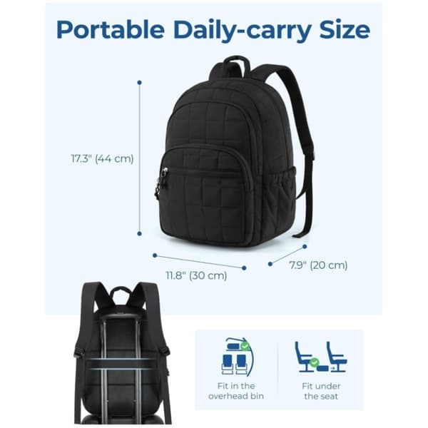 Laptop Backpack with Large Capacity, Spacious Computer Backpack for Business, School, Travel Black