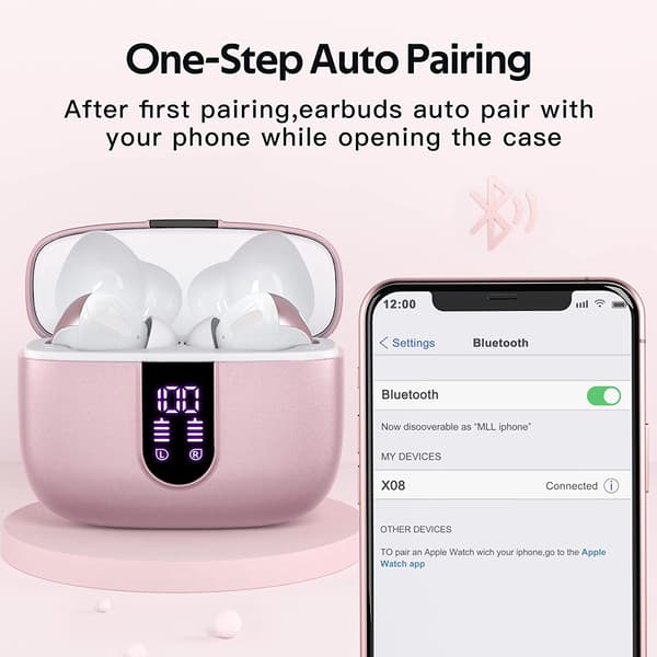 Wireless Headphones with Microphone and Touch Control Pink