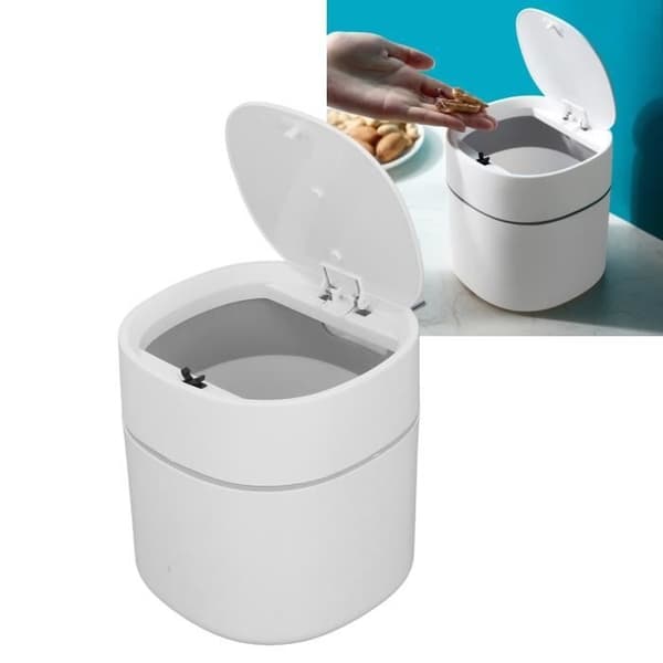 Dilwe Mini Office Bin - White - One-Touch Opening - Easy to Clean
