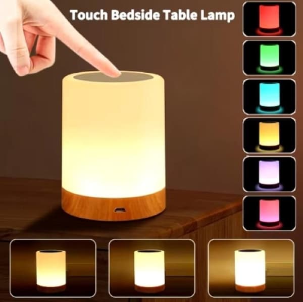 Adjustable LED Night Light with Touch Function for Children, 16 RGB Colors, Dimmable, USB Rechargeable