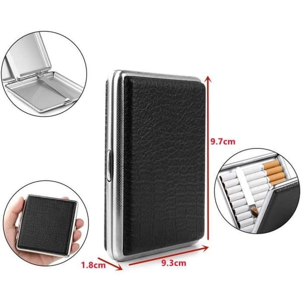 Cigarette Case, Metal Cigarette Pouch, Cigar Tobacco Holder, Multifunctional PU Leather Cigarette Case, for Men, 2 Pcs