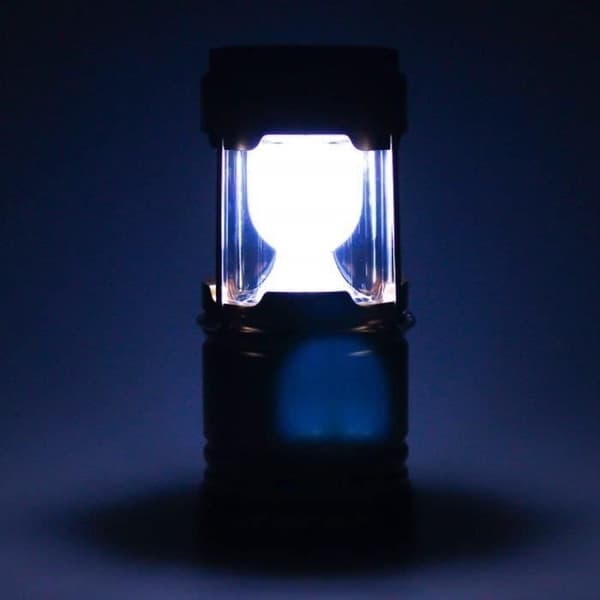 Solar Camping Lamp, LED Lantern, Rechargeable Multifunctional, Foldable, Portable Outdoor Lantern with Handle, Black