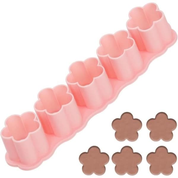 Kakformar, mini-kakformar i plast för att baka choklad, inklusive 5 håligheter (blomform)