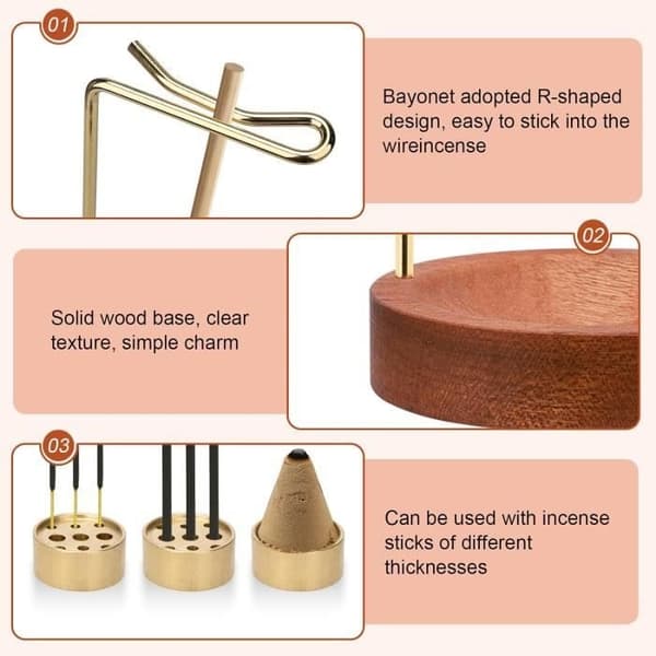 2-in-1 Incense Holder, Inverted Incense Burner with Cone Spiral, 9-Hole Incense Holder, Incense Burner for Office Decor